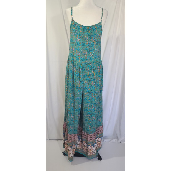 Natural Life Zoe Wide Leg Blue Multicolor Summer Boho Indie Jumpsuit Small - Picture 5 of 7